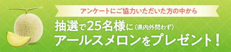 アンケートにご協力いただいた方の中から抽選で 50名様にいばらきのアールスメロンをプレゼント！