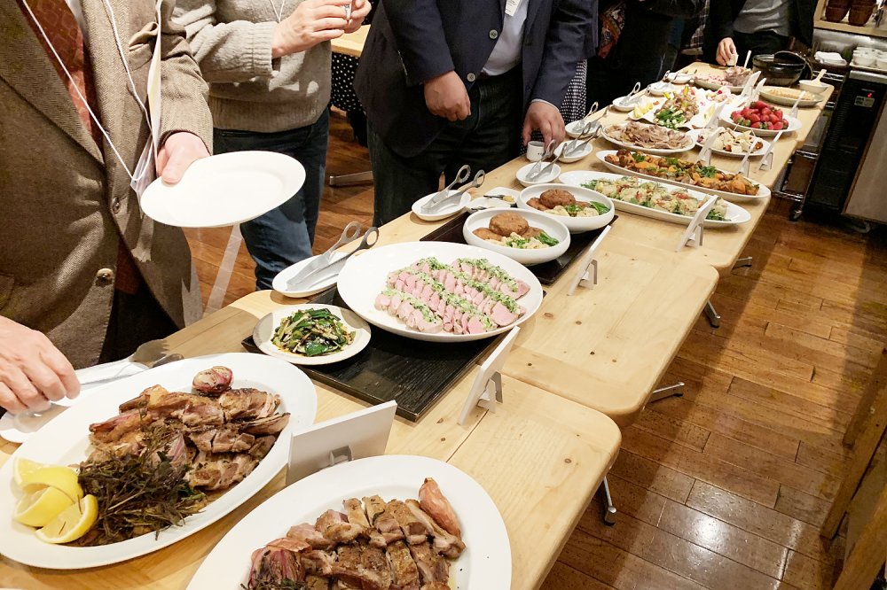 レセプションで振る舞われた茨城県産食材を使った料理の数々