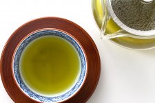 さしま茶　緑茶　急須で入れたお茶　真上