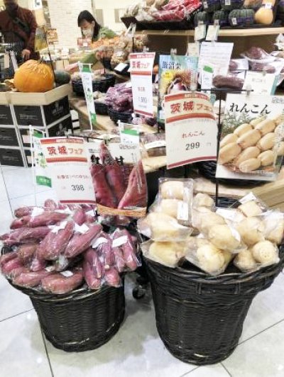 茨城県産のさつまいもやれんこんなど旬の食材