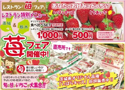 ポケットファームどきどきつくば牛久店レストラン「苺フェア」