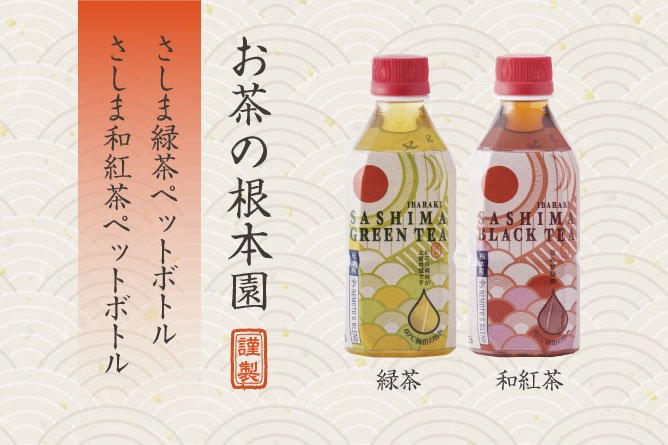 お茶の根本園オリジナル【さしま緑茶・さしま和紅茶ペットボトル】
